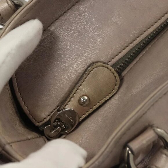 Salvatore Ferragamo Gancini Hand Bag Leather 2way Purple Silver Auth - Picture 11 of 16